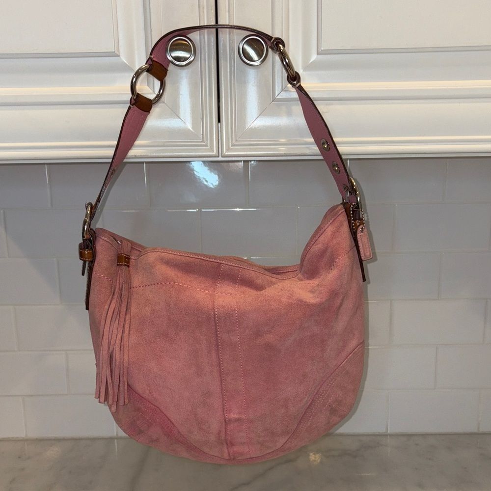 COACH Bag Purse Handbag Soho Y2K Vintage Legacy Suede Leather Pink Hobo Shoulder - Picture 1 of 17